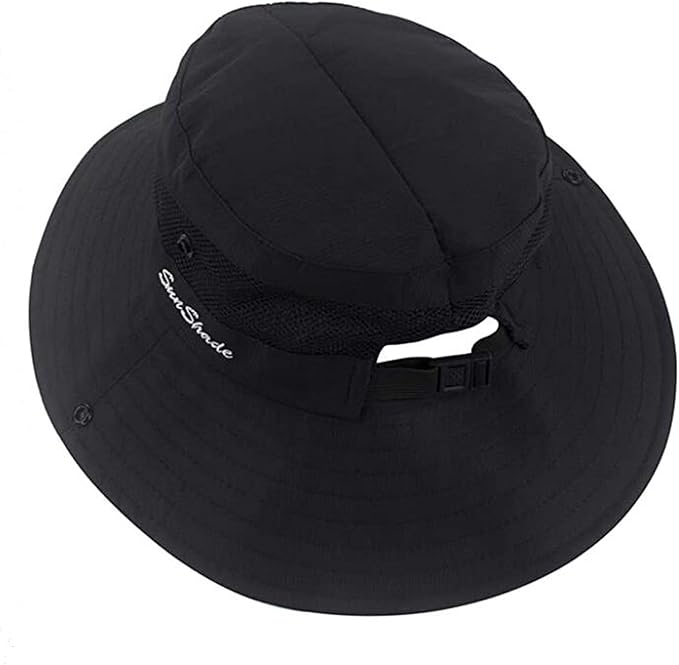 Women's Outdoor UV-Protection-Foldable Sun-Hats Mesh Wide-Brim Beach Fishing Hat with Ponytail-Hole