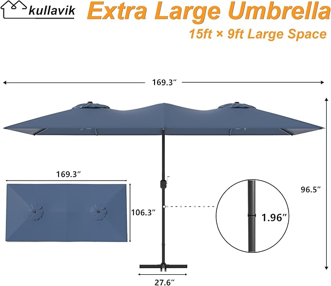 Kullavik 15FT Outdoor Patio Umbrella