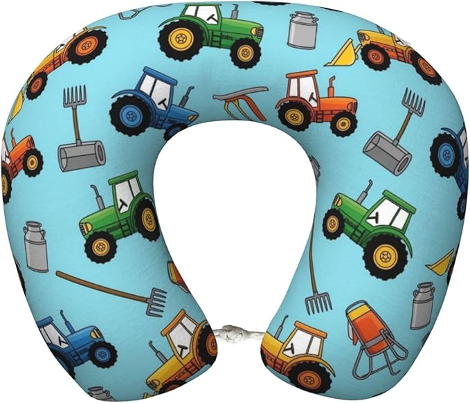 Travel Pillow for Men Women, Washable Relax U Shaped Neck Pillows for Car Head Pain Relief Sleeping Milk Farm Tractors