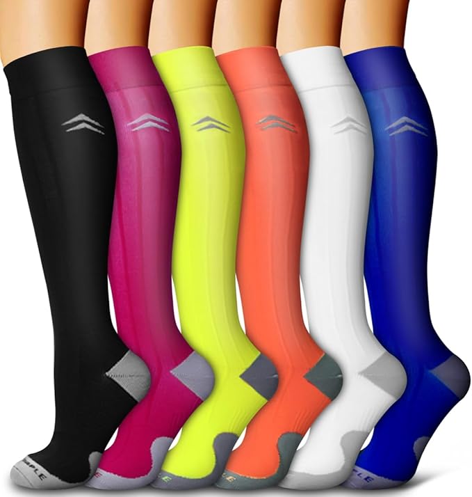 Bluemaple 6 Pack Copper Compression Socks for Women and Men Circulation-Best Support for Medical, Running,Nursing,Athletic