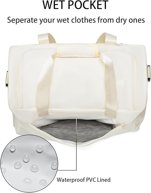 Gym Bag for Men Women, Small Fitness Workout Sports Bag with Wet Pocket & Shoes Compartment, Water Resistant Overnight Weekender Duffel Bag