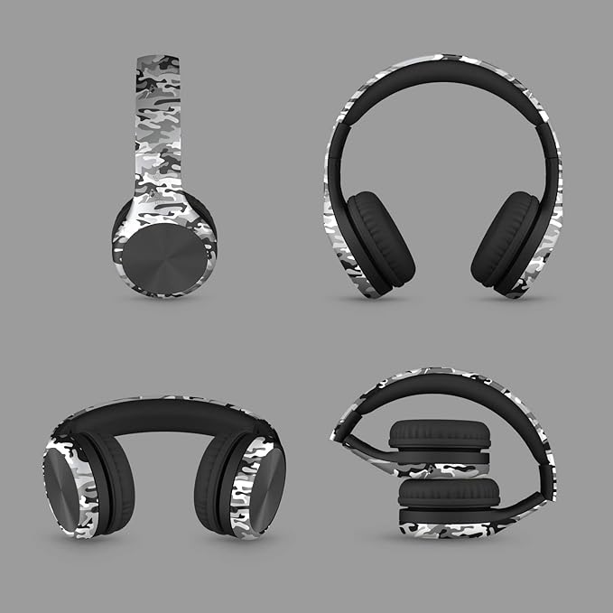 LilGadgets Connect+ Pro Wired Kids Headphones for School with Microphone, Volume Limiting Over-Ear Headset with Cord, SharePort Technology & SoftTouch Padding, Snow Camo