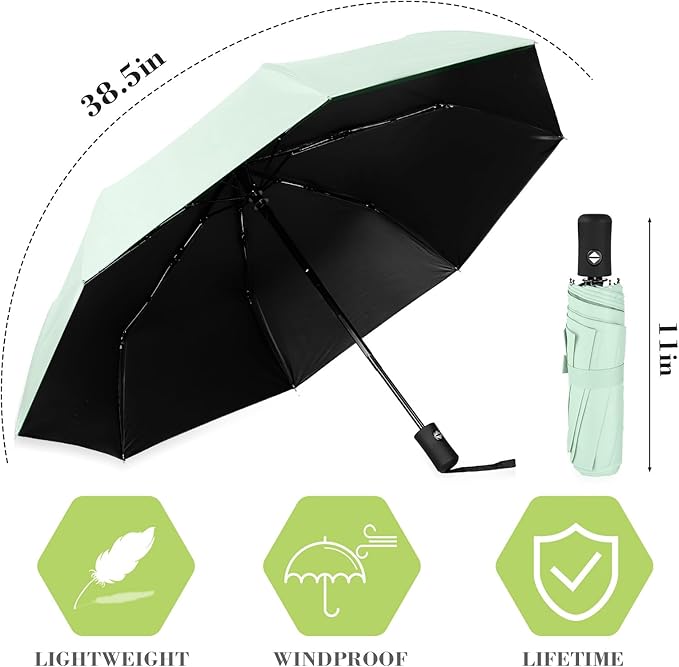 Jexine 6 Pcs Travel Compact Umbrella Automatic Open Close Windproof Small Light Backpack Purse Car Portable Collapsible Umbrella for Rain, Men Women