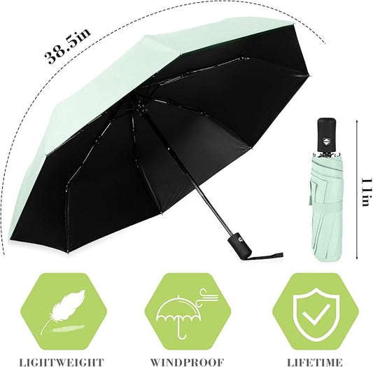 Jexine 6 Pcs Travel Compact Umbrella Automatic Open Close Windproof Small Light Backpack Purse Car Portable Collapsible Umbrella for Rain, Men Women