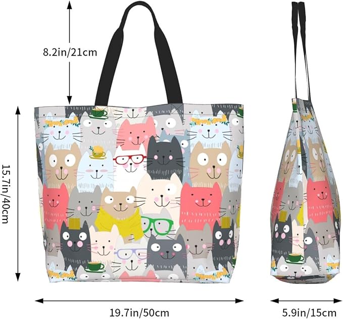 Large Tote Bag for Women Portable Beach Bag Reusable Grocery Bags Funny Gift Bag for Shopping Gym Travel