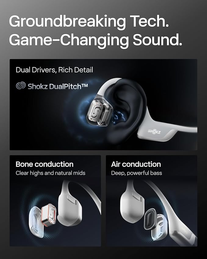 SHOKZ New OpenRun Pro 2 Mini- Open-Ear, Bone Conduction Sport Headphones - with Reflective Strip - Sweat Resistant, Workout Headphones - Secure, Wireless, Comfortable Fit-Deep Bass and Smart Mic App