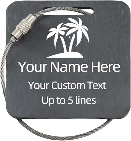 Sturdy and Durable Personalized Luggage Tags for Suitcases,Cruise Essentials Travel Tags for Luggage,Travel Bag Labels,Travel Essentials Heavy-Duty Stainless Steel Black Square Suitcases Tags