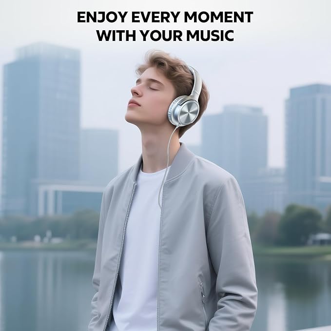 USB C Headphones Wired, Over Ear USB C Wired Headphones with Microphone, Volume Control,HD Stereo Sound,Foldable USB Type C Headphone for Adult/Teens/Laptop/Computer/iPhone 15/16 Series,Silver