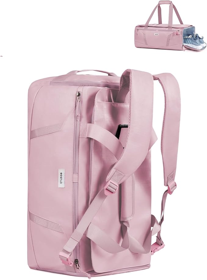 ECOHUB 40L Gym Bag for Women Men Water Resistant Sports Duffle Bag with Shoe Compartment & Wet Pocket, Travel Weekender Camping Backpack