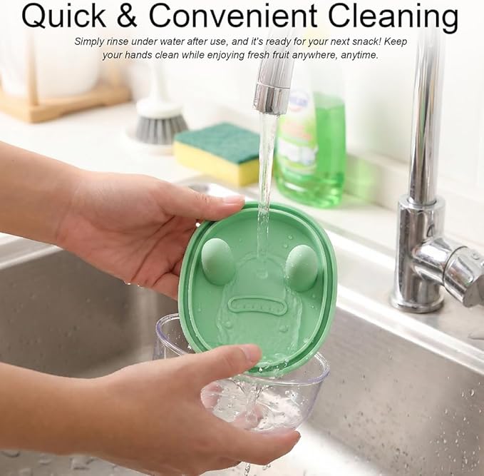 2-in-1 No-Mess Snack Container, Portable Food Storage Boxs, Reusable Snack Finger Box, Leak-Proof Silicone Lid Snacks Container, Keep Hands Clean, for Ideal for Travel, Office, Camping (Green)