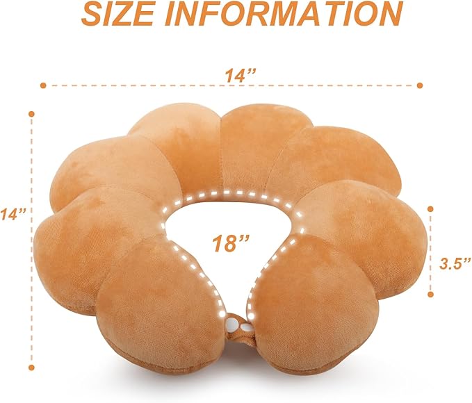 Sexysamba Flower Travel Neck Pillows for Airplanes Breathable Cotton U-Shaped Neck Pillow for Kids & Adults Head Neck Chin Support Rest Pillow for Traveling,Car,Train,Bus,Recline,Home,Office,Kahki