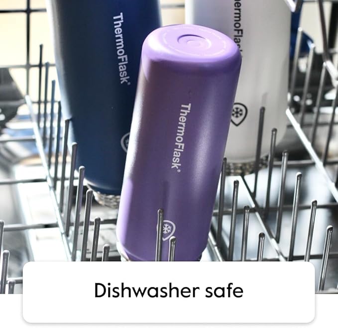 ThermoFlask Bottle with Spout Lid - Stainless Steel Water Bottles with Double-Wall Insulation & BPA-Free Spout Lids - Leak-Proof Reusable Bottles & Lids - 40 oz, Superior Blue / Mauve (2 Pack)