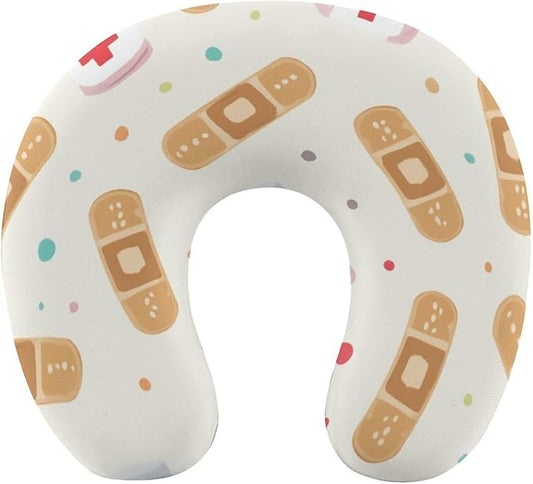 Luxury Memory Foam U-Shaped Neck Pillow Travel Support, Nurse Band U-Shape, Removable Breathable Cover Home Office