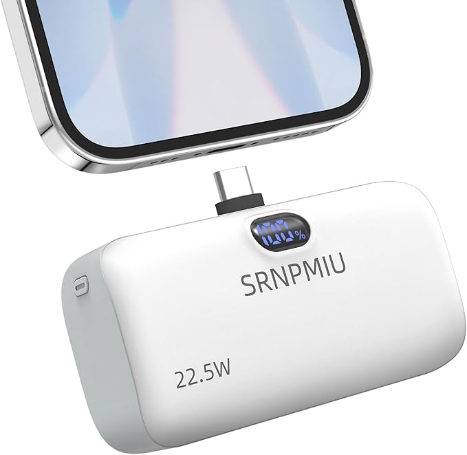 Portable Charger for iPhone 17/16/15 Series, 12000mAh Mini Power Bank with Built-in USB C Connector, 22.5W Fast Charging Battery Pack for Samsung Galaxy S25/S24/S23 Series, iPad etc (White)