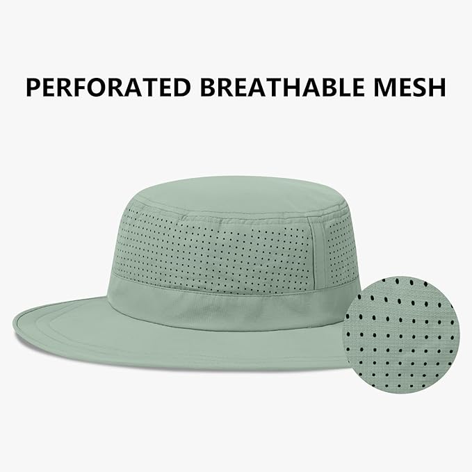 UPF 50+ Bucket Sun Hat with Laser Perforated Mesh Cooling Adjustable Breathable Lightweight for Outdoor Men Women