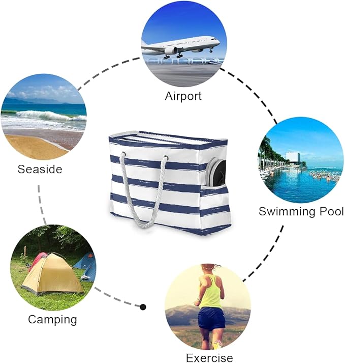 senya Large Beach Shoulder Bags Canvas Tote Water Resistant for Gym Travel Daily