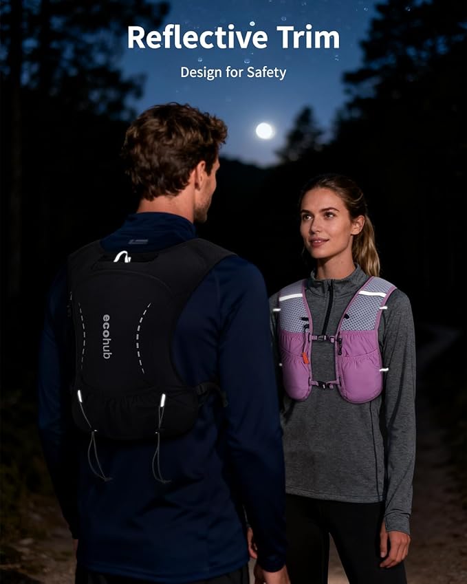 ECOHUB Running Hydration Vest Backpack with 2*500ML Soft Flask, Lightweight Trail Running Pack for Men Women, Adjustable No Bounce Hydration Backpack for Marathon Hiking Cycling