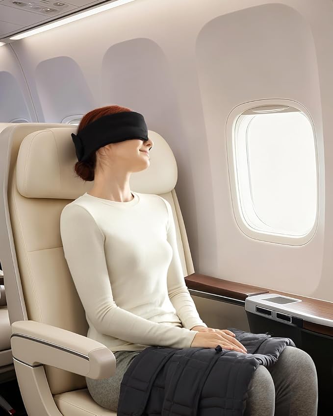 Baloo Silk Weighted Sleep Mask (Black) | Sound-Muffling Blindfold for Deep Sleep | Eye Mask with Amethyst Crystal | Relaxation & Tranquillity Mask