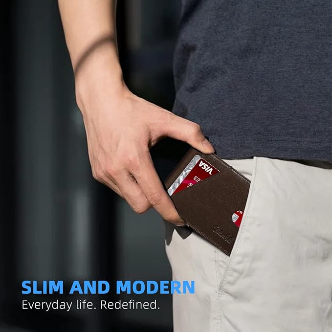 Zitahli Wallet for Men - with Money Clip Slim Leather Slots Credit Card Holder RFID Blocking Bifold Minimalist Wallets with Gift Box