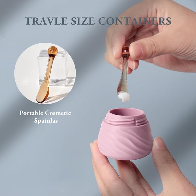 Travel Containers for Toiletries, Silicone Jar with Lid Eternal Moment, TSA Approved Travel Size Bottles with Clear Bag, Leak-proof Traveling Accessories Cosmetic for Lotion Face Body Cream (4 Pack)