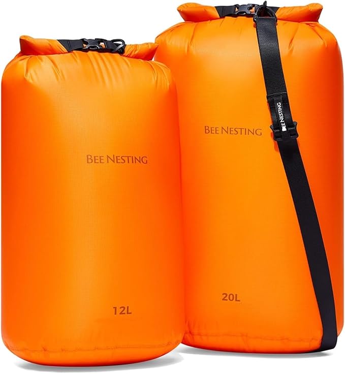Bee Nesting Ultralight Dry Bag Set for Backpacking, Waterproof Dry Sack for Camping, Hiking, Motorcycle, Lightweight Stuff Sack Set of 3 Pack