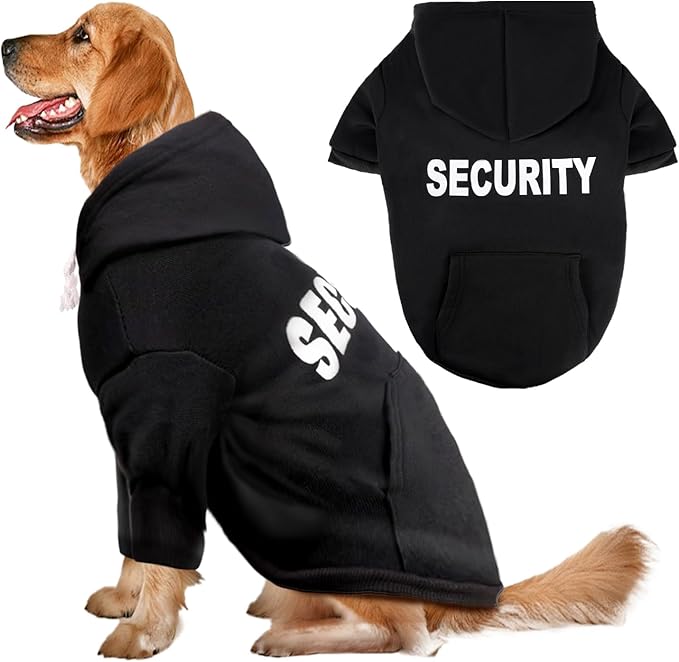 BAOBICUTE Dog Basic Hoodie Soft Dog Clothes Cold Weather Sweaters for Medium Large Dogs Cozy Fabric Warm Sweatshirt with Leash Hole (Security, XXL (Back: 30.8",Chest: 36.8")