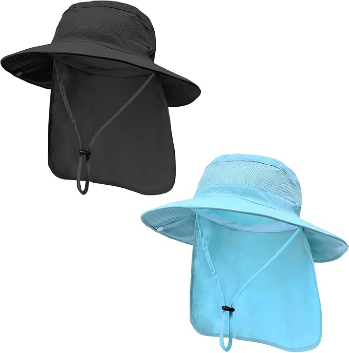 ZOORON Sun Hats for Men Women Fishing Hat with Neck Flap,UPF 50+ Sun Hat Waterproof Wide Brim Bucket Hats for Safari Hiking