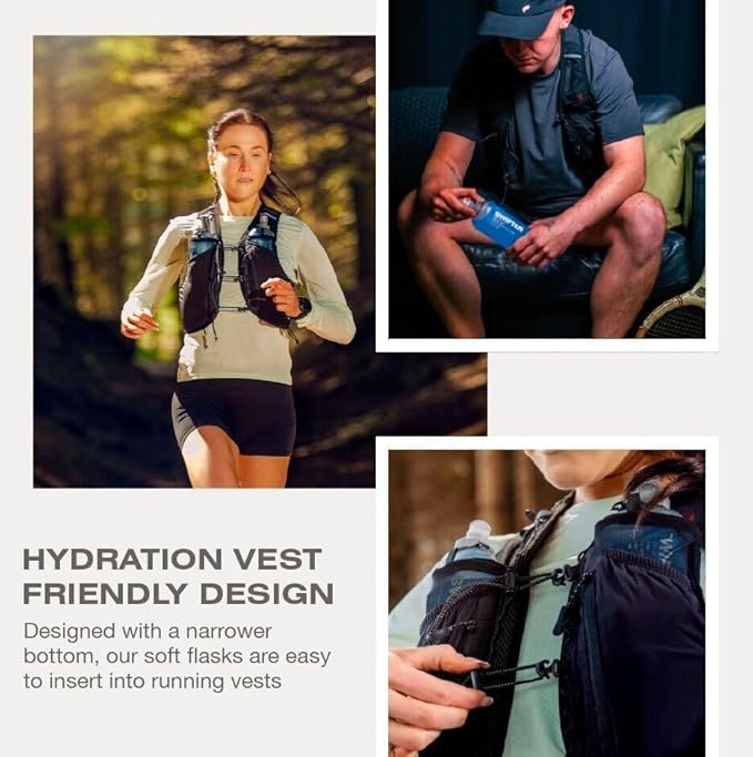 SWIFTER 2x Soft Flask 500ml | Running, Hiking, Cycling Hydration Flask | Collapsible, Leakproof, Reusable | Matt Finish, Sky Blue