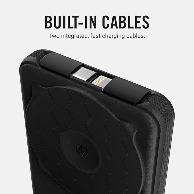 Ridge Magnetic Power Bank Fast Charging - Compatible with MagSafe - Portable Charger Power Bank - with Built in Cable and Wireless Charging, 5-in-1 Charging & Magnetic Attachment (Matte Black)