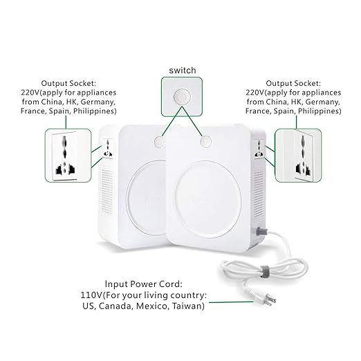 uyoyous 500W Step Up Voltage 110V to 220V Converter Heavy Duty Power Converter Transformer with Input Power Cable Step Up Transformer 110v to 220v for Using 220V Asia Euro Appliance in US