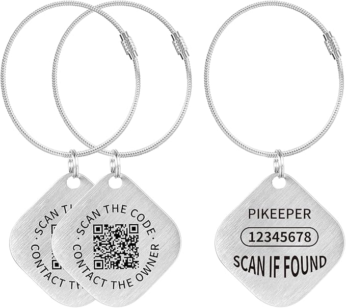 Smart ID Tags (2-Pack) - QR Code Locator for Keys, Pets & Luggage – Displays Finder’s Location When Scanned | Lost & Found Label for Travel, Collars & Keychains