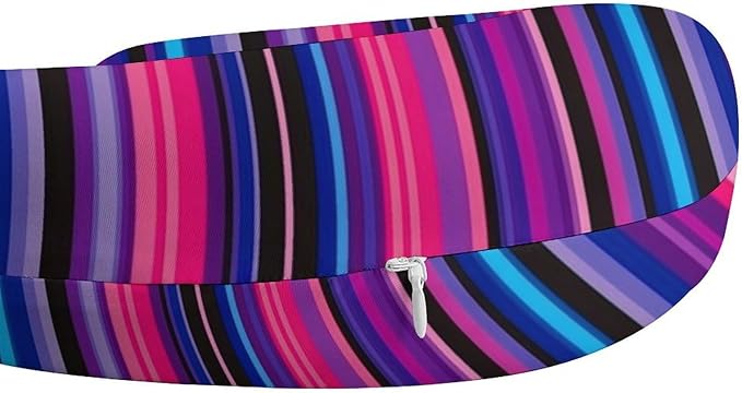 Stylish U Shaped Travel Neck Pillow Memory Foam Chin Support Purple Mexican Blanket Stripes, Breathable Washable Cover for Airplane Car Office Decor