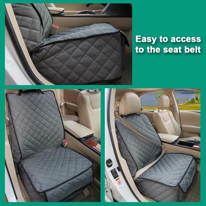 HAPYFOST Waterproof Front Seat Cover Dog Car Seat Covers Nonslip and Full Protection with Side Flaps Fits Most Cars, Trucks, SUVs(Grey, 1Pack)