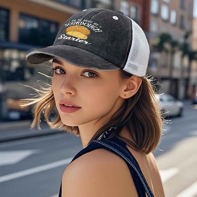Ask Me About My Sourdough Starter Bread Baking Baker Bakery Hats Beach Cap for