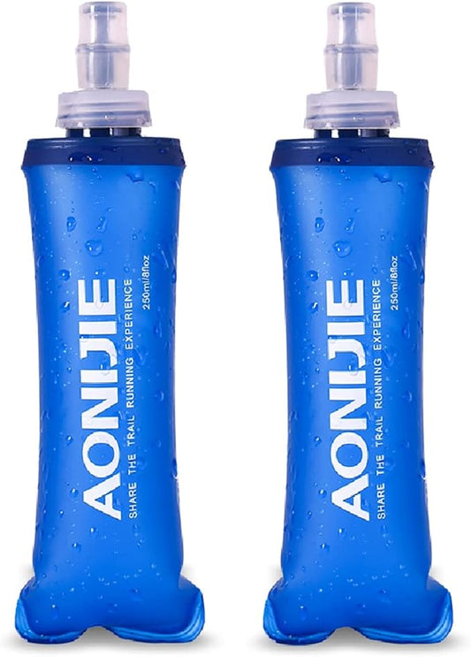 Azarxis TPU Soft Flask Collapsible Water Bottles BPA-Free 250ml 350ml 500ml 600ml for Hydration Vest Pack Running Hiking Cycling Climbing