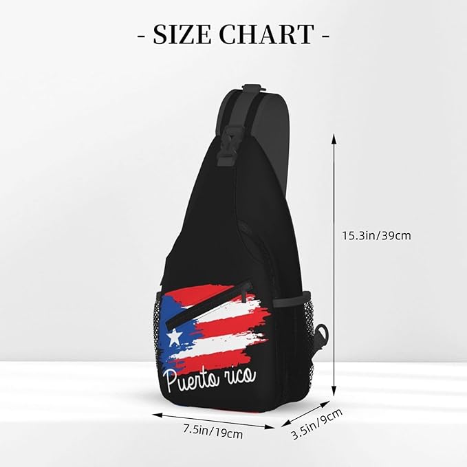 QFXUYNG Puerto Rico Flag Adult Sling Bag Unisex Chest Bags Crossbody Backpack Casual Daypacks Shoulder Bag for Women Men Cycling Hiking Travel
