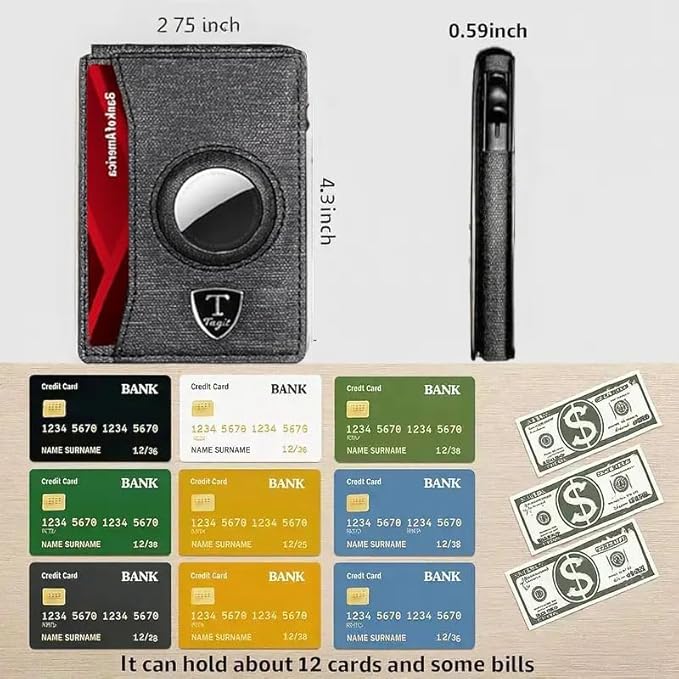 Smart Bifold Airtag Wallet for Men – RFID Blocking Pop-Up Bifold Credit Card Holder with ID Window, Slim Aluminum Case Fits 12+ Cards, Coffee Brown, Comes in a Gift Box (Jet Black)