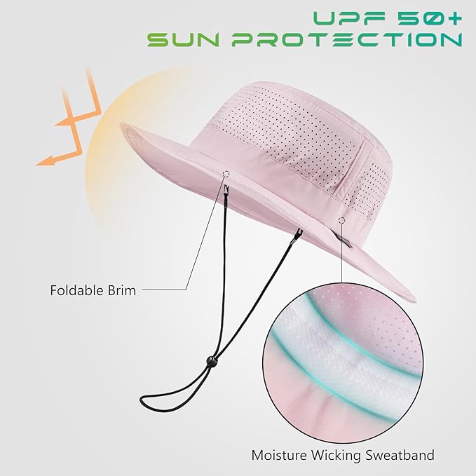 UPF 50+ Bucket Sun Hat with Laser Perforated Mesh Cooling Adjustable Breathable Lightweight for Outdoor Men Women