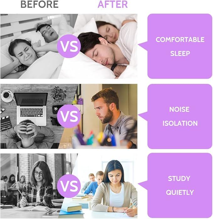 LYSIAN Ultra Soft Foam Earplugs for Sleep- Noise Cancelling Ear Plugs for Sleeping, Shooting,Snoring, Mowing Sound Reduction 38dB- 60 Pairs Multi Color