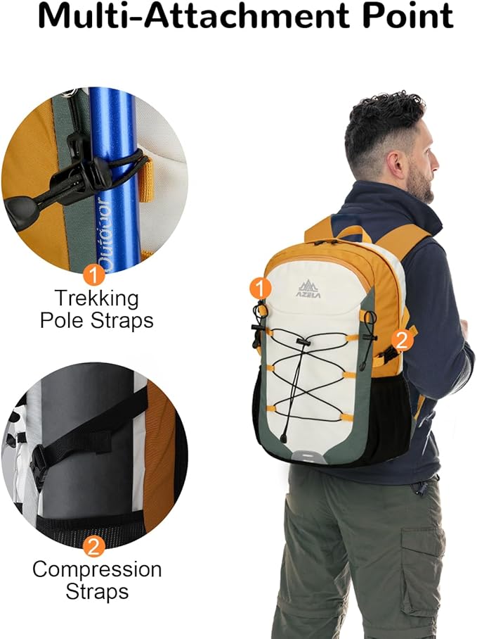 20L Small Lightweight Hiking Backpack with Chest Strap for Men Women, Outdoor Daypack for Travel, Green