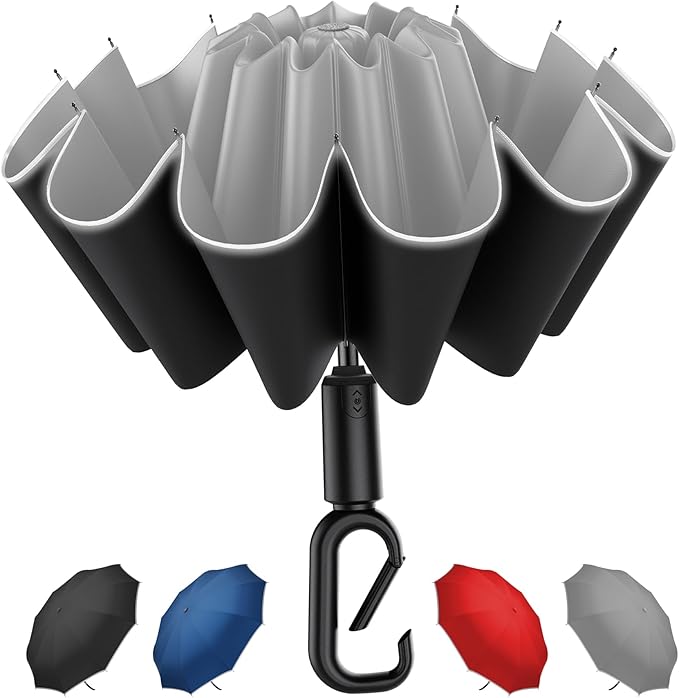 Auto Open Close Umbrella - Ultra Light Compact Travel & Backpack Size for Women and Men, UPF 50+ Eco-Friendly Sun Protection & Windproof Rain Umbrella with UV Defense