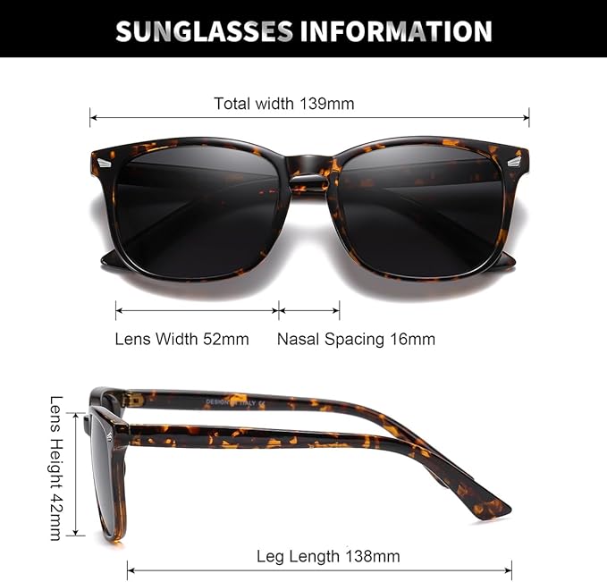 DUSHINE Polarized Sunglasses for Women Classic Retro Style UV400 Protection