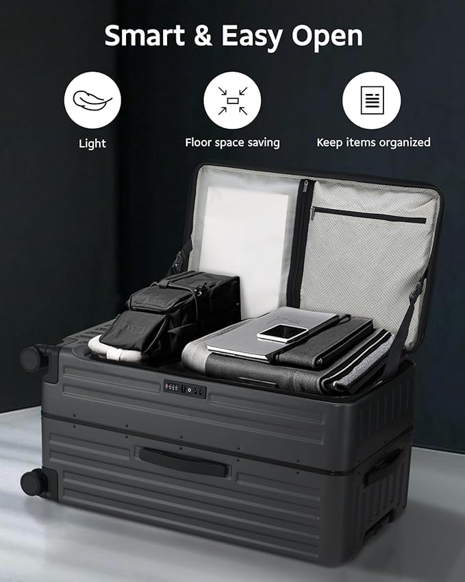 Luggage Sets 2 Pieces, 20 Inch Carry On Luggage and 29 Inch Checked Luggage with Spinner Wheels, Lightweight ABS+PC Hardshell Trunk Suitcases with Aluminum Frame, Top Opening (Black, 20/29)