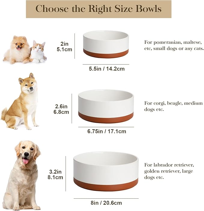 MALACASA Dog Bowls, Ceramic Dog Food and Water Bowls for Large Size Dogs, 6 Cups Capacity Pet Bowl for Large Dogs (L-6 Cups)