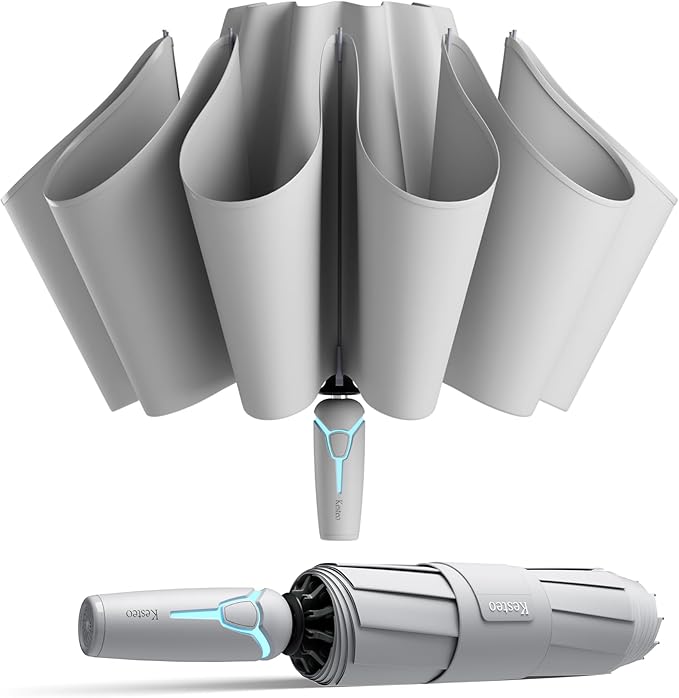 Windproof Travel Umbrella for Rain, Withstand 85MPH Winds, 54 Inch Automatic Reverse Fold Umbrellas Easy Auto Open Close, Portable Compact Umbrella Includes Cover Bag, Perfect for Travel, Car, Commute, Women Men, Backpack