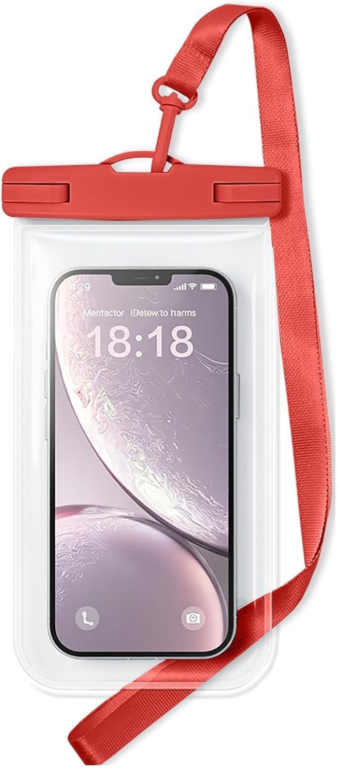1/2 Pack Waterproof Phone Pouch Compatible with iPhone 17 16 15 Pro Max & Galaxy S24+/S23 7in Waterproof Phone Case with Lanyard, IPX8 Beach Travel Must Haves, Beach Essentials, Red, 1 Pack