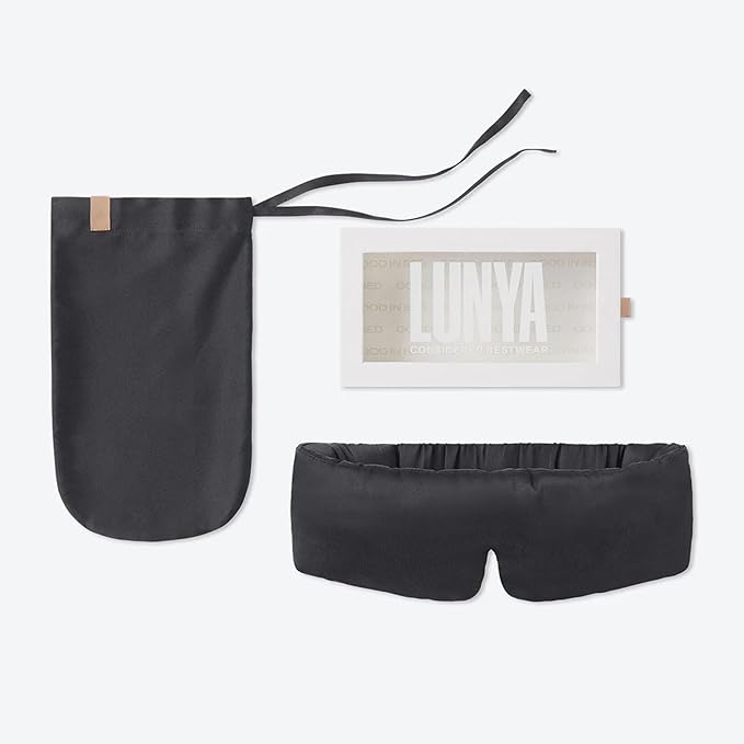 Lunya Sleep Mask with Box - Washable Silk Sleeping Mask and Headband for Beauty Routines - Thermoregulating Comfort for Restful Nights - Silk Eye Mask for Women - Large - Meditative Grey