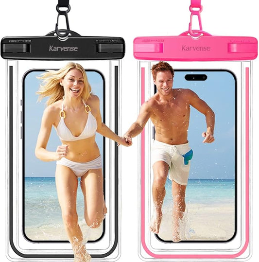 Waterproof Phone Pouch/Case, Water Proof Phone Pouch for iPhone & Samsung Galaxy, Universal Luminous IPX8 Phone Water Protector Pouch for Travel, Vacation, Beach, Cruise Essentials- 2 Pack