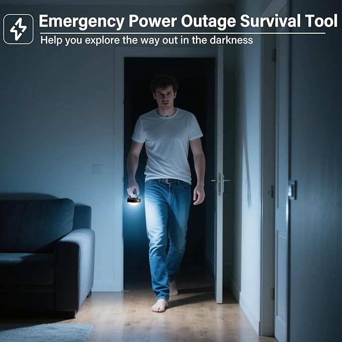 Rechargeable Camping Lights FLY2SKY 6Pcs Black Tent Lights Mini Flashlight Portable LED Camping Lantern Survival Gear Camping Accessories for Hiking Backpacking Fishing Hurricane Emergency Outage