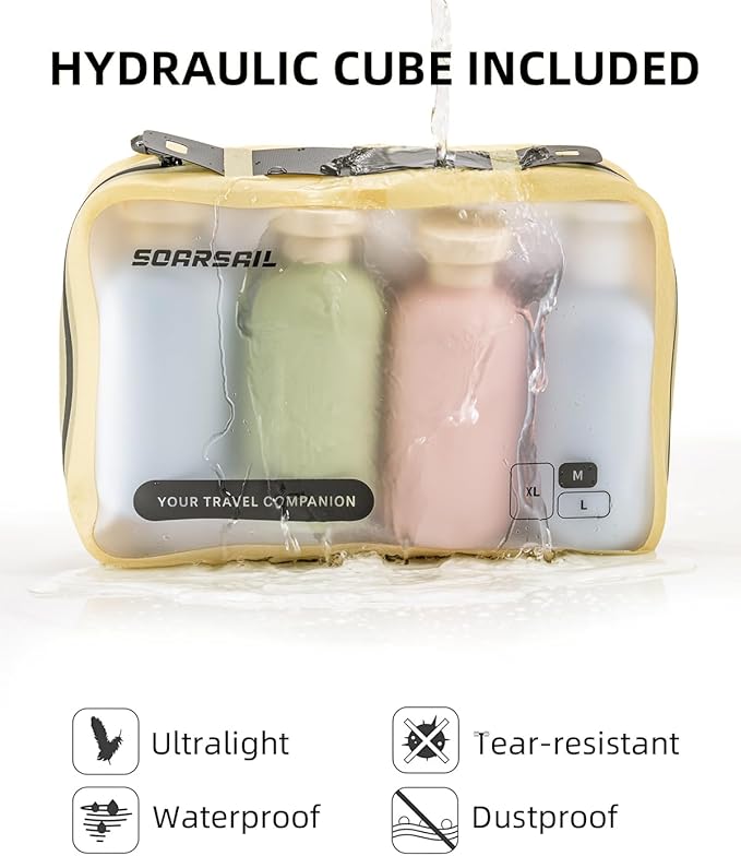 6 Set Compression Packing Cubes for Travel, Large Medium Small Luggage Organizers, Storage Bags for Clothes (6 Pack, Bright Yellow)